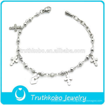 Religiöses Produkt Edelstahl Bead Armband mit Kreuz und Mary